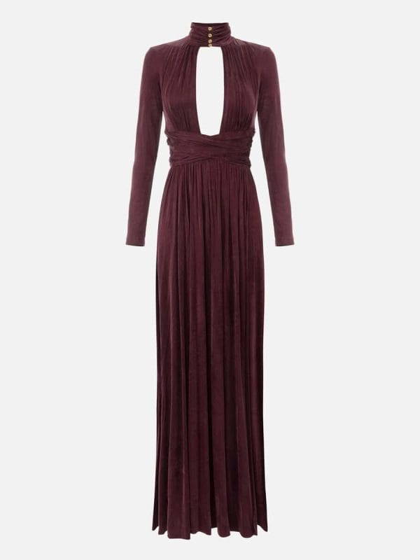 Red Carpet dress in cupro jersey fabric with drapes
