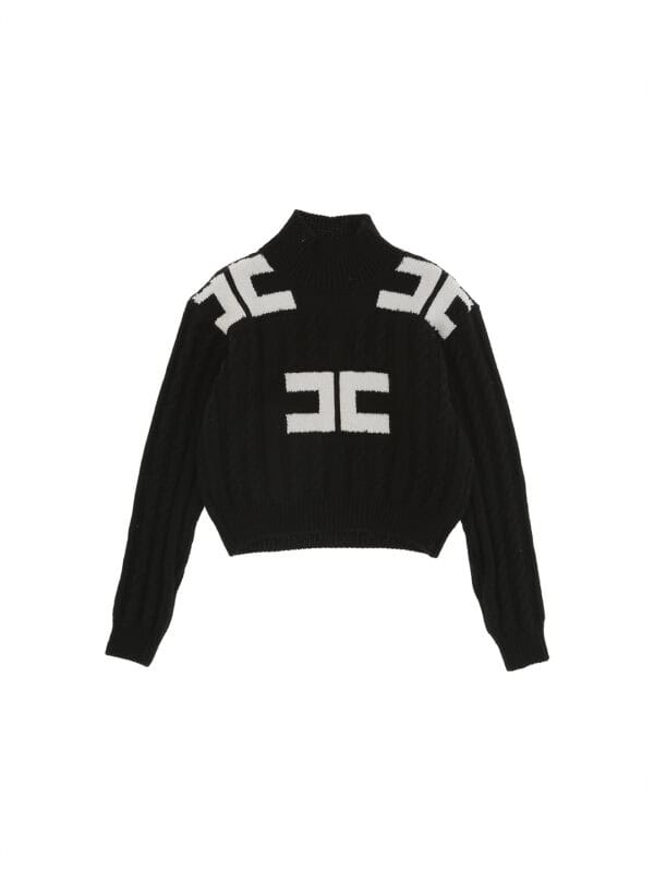 MAGLIA COLLO ALTO A TRECCE CON LOGO