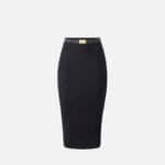 Skirt in ribbed knit fabric with belt