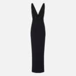 Red Carpet dress in georgette and crêpe fabrics with crystals