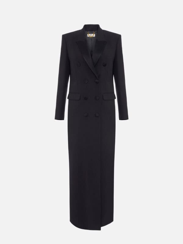 Lightweight crêpe coat with satin details