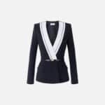Jacket in lightweight crêpe fabric with tuxedo details