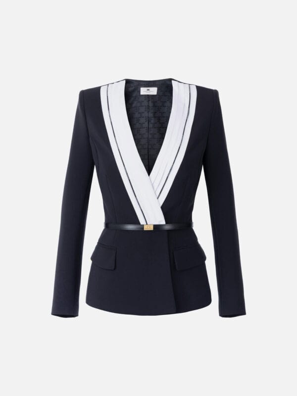 Jacket in lightweight crêpe fabric with tuxedo details