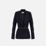 Jacket in crêpe fabric with logo ribbon