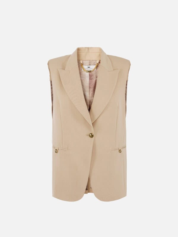 Cotton gabardine waistcoat with jewel buttons