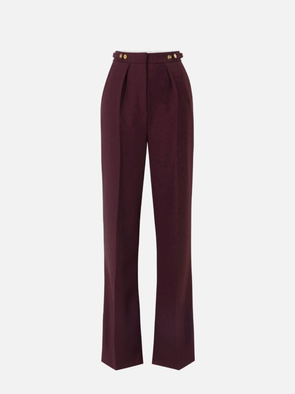 Trousers in crêpe fabric with jewel accessory