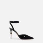 Leather slingbacks with jewel heel