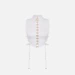 Shirt with jewel clasps and criss-cross details