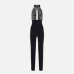 Jumpsuit in tulle and crêpe fabrics with crocodile embroideries