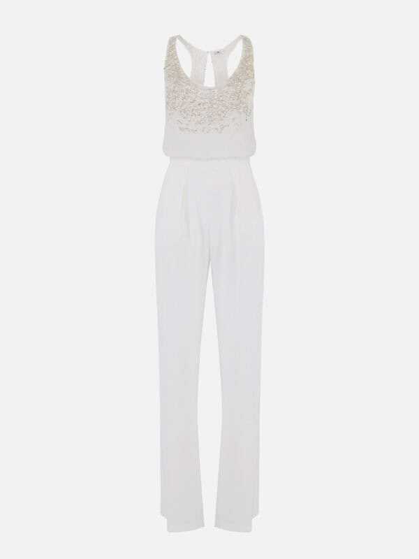 Jumpsuit in georgette and crêpe fabrics with crystals