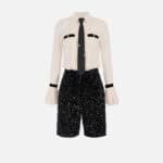 Jumpsuit in georgette fabric with sequins and tie