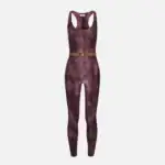 Lycra jumpsuit with python print and belt