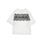 T-SHIRT OVER CON PIZZO E STAMPA PIN