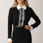 Mini dress in lightweight crêpe fabric with embroideries