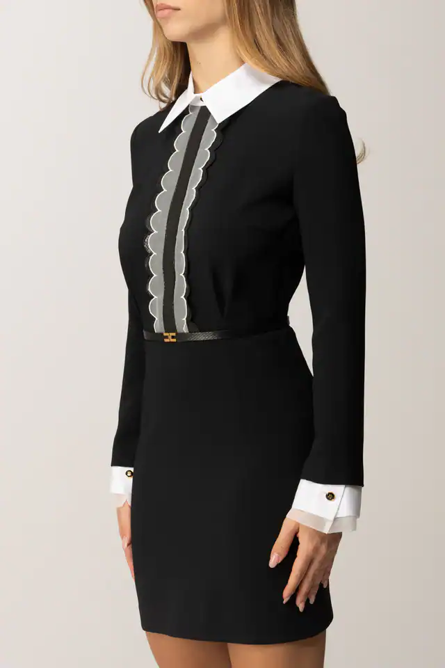Mini dress in lightweight crêpe fabric with embroideries - Image 4