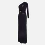 Red Carpet dress in crêpe fabric with jewel detail