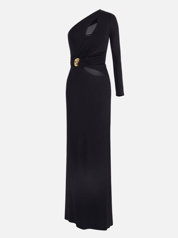 Red Carpet dress in crêpe fabric with jewel detail