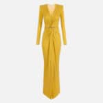 Red Carpet dress in cupro jersey fabric with jewel logo