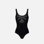 Knit bodysuit with printed logo