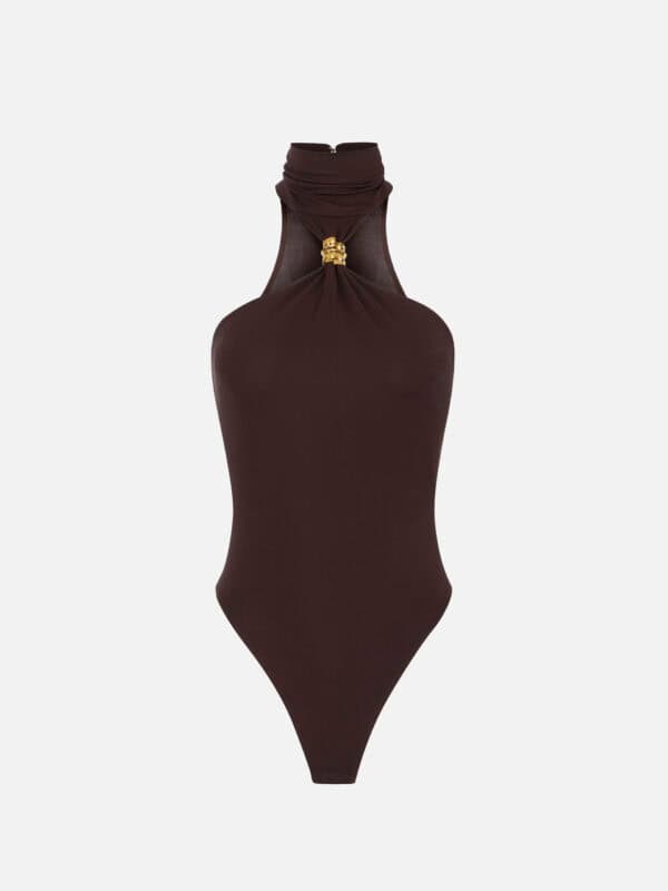 Bodysuit in crêpe jersey fabric with jewel detail