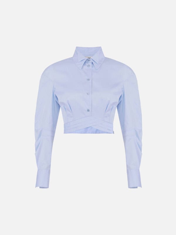 Cotton poplin shirt with waistband