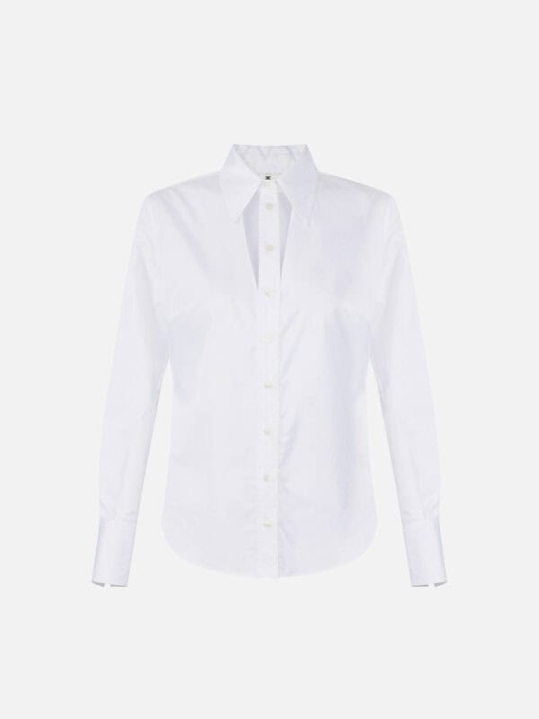 Cotton shirt with cut-out and embroideries