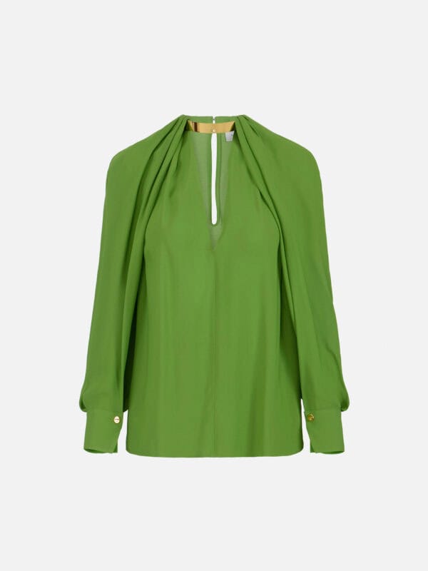 Blouse in viscose georgette fabric with jewel detail