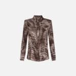 Shirt in satin fabric with alligator print