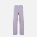 Knit fabric trousers with shiny viscose bands