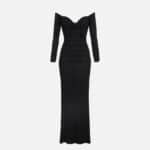 Red Carpet dress in crêpe jersey fabric with drapes