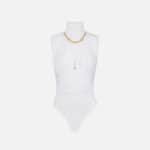 Lightweight crêpe jersey bodysuit with jewel detail