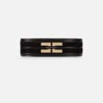 Wide leather belt with logo detail