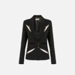 Jacket in lightweight crêpe fabric with two-colour cut-outs