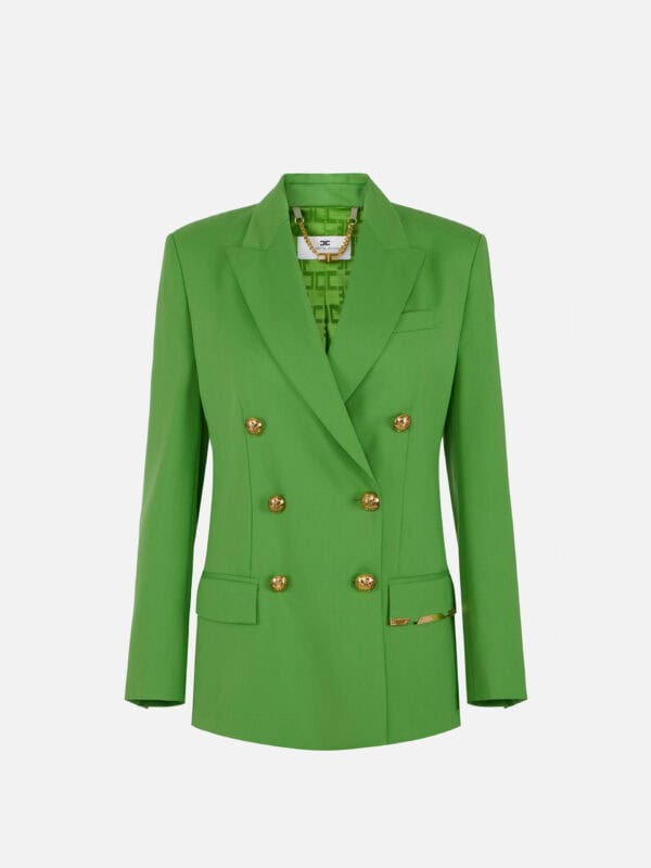 Cool wool jacket with jewel plaque
