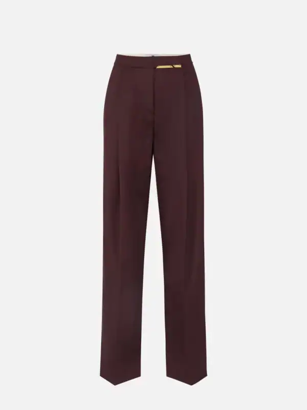 Cool wool trousers with jewel plaque