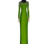 LONG SLEEVE CREPE COLUMN DRESS WITH MAXI FLORAL