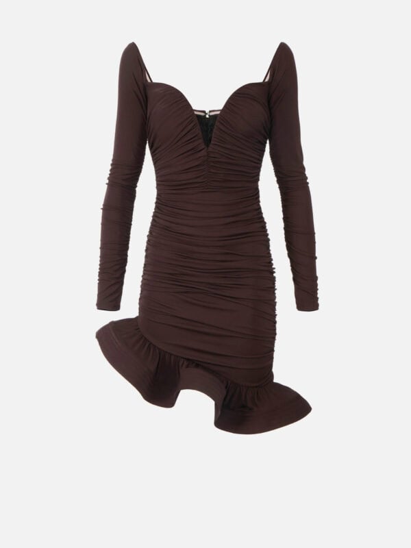 Mini dress in crêpe jersey fabric with flounce