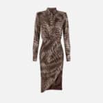 Dress in stretch satin fabric with alligator print