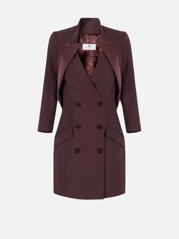 Dress in lightweight crêpe fabric with satin lapels