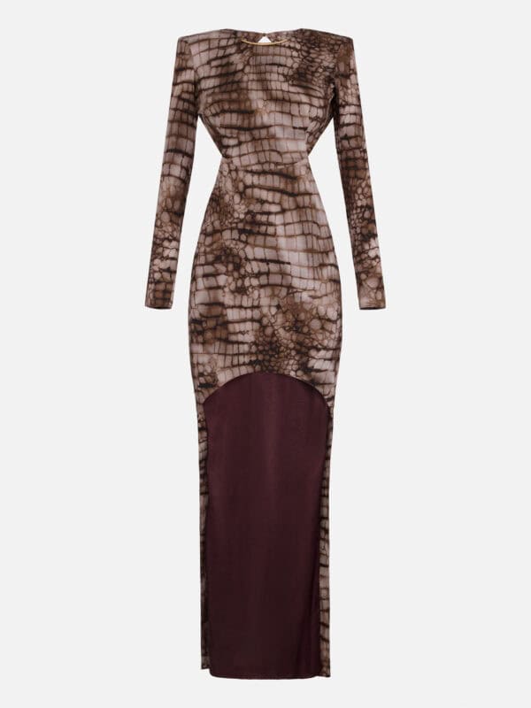 Red Carpet dress in jersey fabric with alligator print
