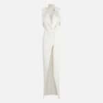 Red Carpet dress in lightweight crêpe fabric with satin lapels