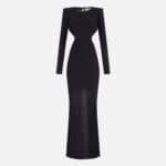 Red Carpet dress in lightweight crêpe fabric with cut-outs and train