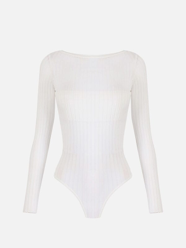 Bodysuit in knit sheer fabric