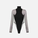 Bodysuit in crêpe jersey and tulle fabric
