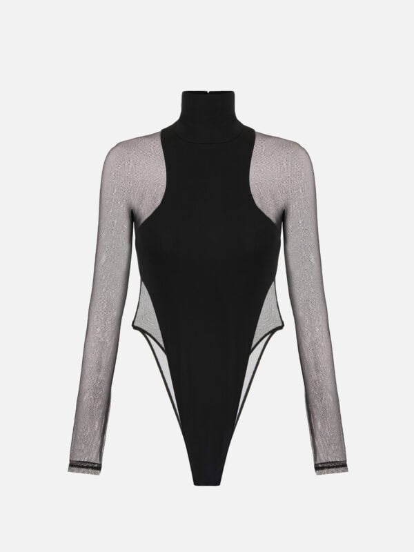 Bodysuit in crêpe jersey and tulle fabric