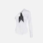 Stretch cotton shirt with foulard scarf