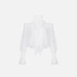 Blouse in georgette fabric with flounces