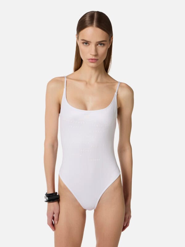 Lycra swimsuit with lettering print