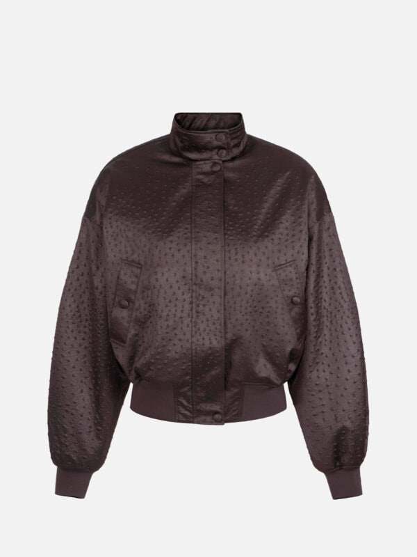 Jacket in taffeta fabric with ostrich print