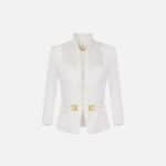 Jacket in double layer crêpe and satin fabrics